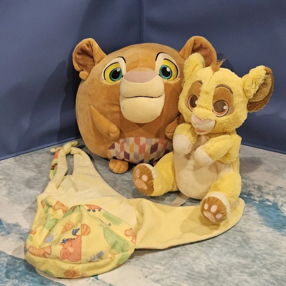 Disney Baby Lion King Simba Swaddle Plush + Baby Nala Crinkle Toy Bundle